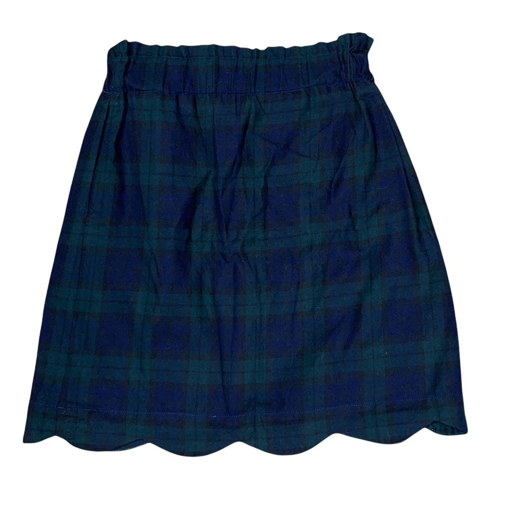 Lauren James Scallop Hem Navy Green Plaid Flannel Skirt XS